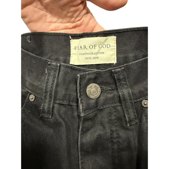 Fear Of God Fourth Collection 2015-2016 Ankle Zip Black Jeans Ripped 29 - Picture 2 of 16
